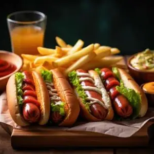 Loaded Hotdogs Pack x 4 Hotdogs Hotdogs, x 4 Chips, x 4 Drinks