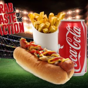 Loaded dog, chips & Drink